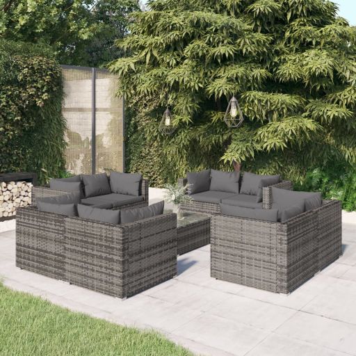 vidaXL 5-tlg. Garten-Lounge-Set mit Kissen Poly Rattan Braun