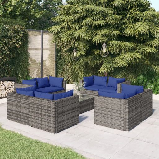 vidaXL 5-tlg. Garten-Lounge-Set mit Kissen Poly Rattan Braun