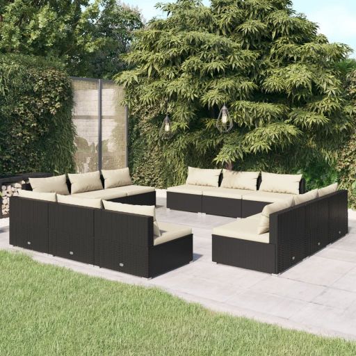vidaXL 5-tlg. Garten-Lounge-Set mit Kissen Poly Rattan Braun