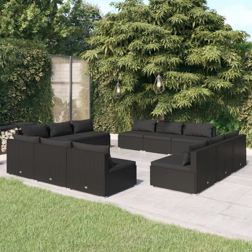 vidaXL 5-tlg. Garten-Lounge-Set mit Kissen Poly Rattan Braun