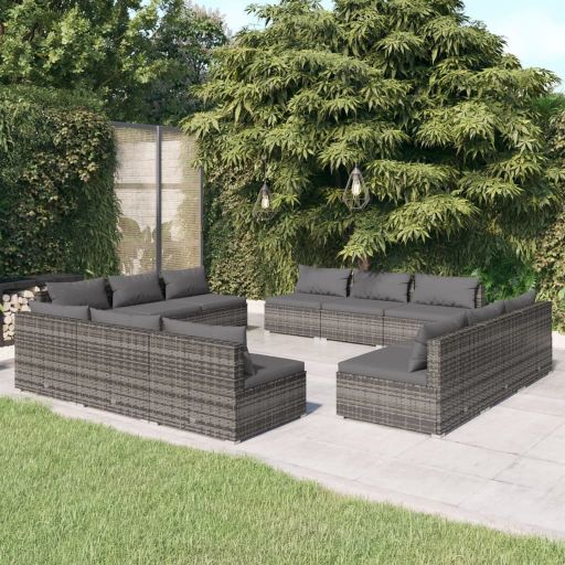 vidaXL 5-tlg. Garten-Lounge-Set mit Kissen Poly Rattan Braun