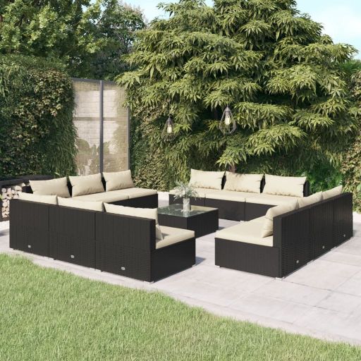 vidaXL 5-tlg. Garten-Lounge-Set mit Kissen Poly Rattan Braun