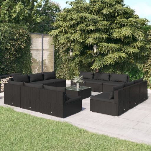 vidaXL 5-tlg. Garten-Lounge-Set mit Kissen Poly Rattan Braun