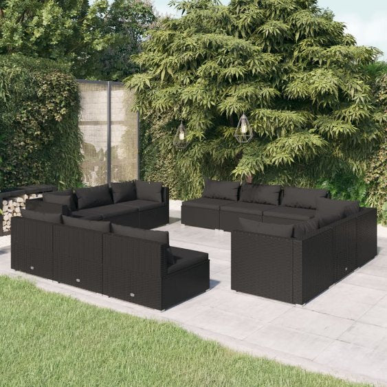 vidaXL 5-tlg. Garten-Lounge-Set mit Kissen Poly Rattan Braun
