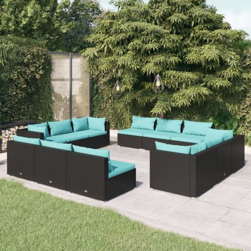 vidaXL 5-tlg. Garten-Lounge-Set mit Kissen Poly Rattan Braun