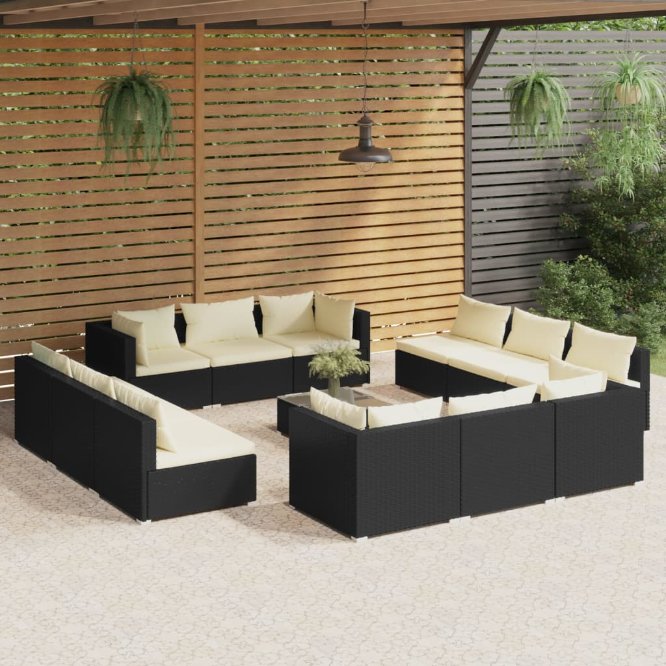 vidaXL 5-tlg. Garten-Lounge-Set mit Kissen Poly Rattan Braun