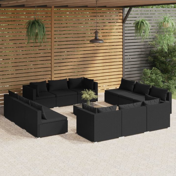 vidaXL 5-tlg. Garten-Lounge-Set mit Kissen Poly Rattan Braun