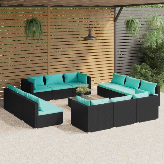 vidaXL 5-tlg. Garten-Lounge-Set mit Kissen Poly Rattan Braun
