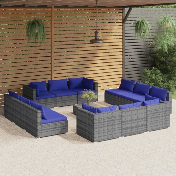 vidaXL 5-tlg. Garten-Lounge-Set mit Kissen Poly Rattan Braun