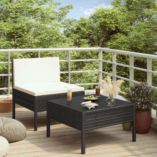 vidaXL 2-tlg. Garten-Lounge-Set mit Auflagen Poly Rattan Braun