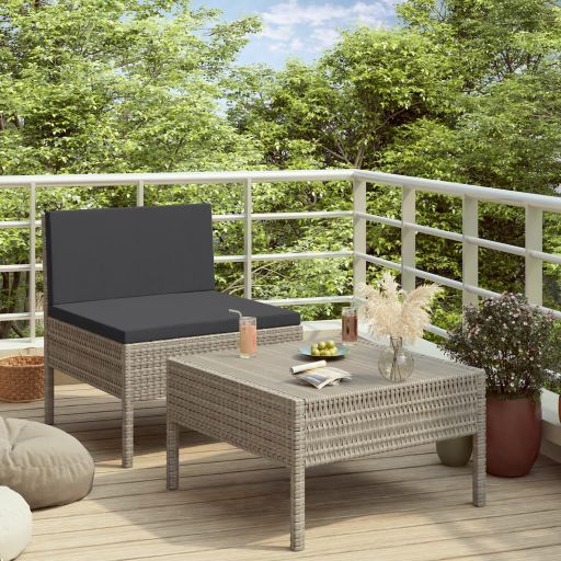 vidaXL 2-tlg. Garten-Lounge-Set mit Auflagen Poly Rattan Braun