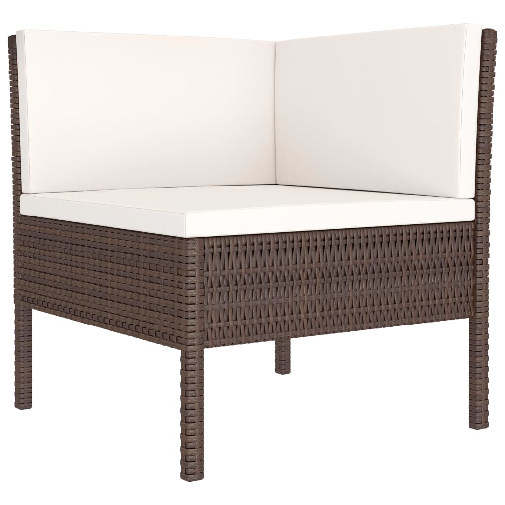 vidaXL 3-tlg. Garten-Lounge-Set mit Auflagen Poly Rattan Braun