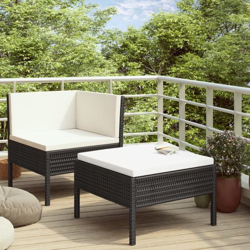 vidaXL 2-tlg. Garten-Lounge-Set mit Auflagen Poly Rattan Braun