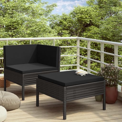 vidaXL 2-tlg. Garten-Lounge-Set mit Auflagen Poly Rattan Braun
