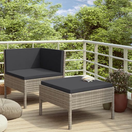 vidaXL 2-tlg. Garten-Lounge-Set mit Auflagen Poly Rattan Braun