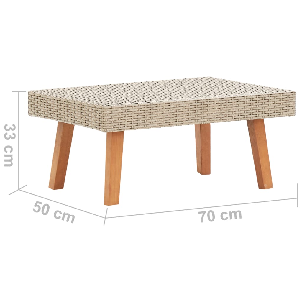 vidaXL Garten-Couchtisch Poly Rattan Beige