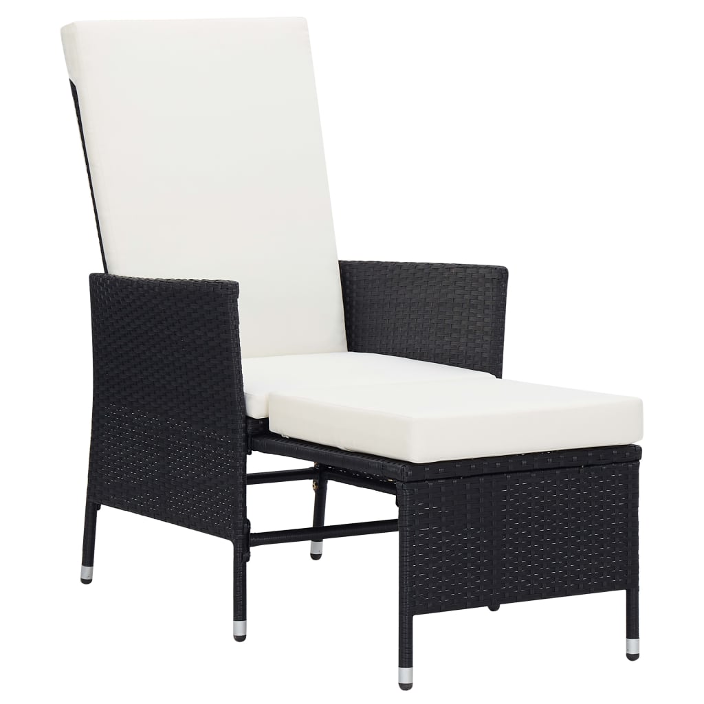 vidaXL 2-tlg. Garten-Lounge-Set mit Kissen Poly Rattan Schwarz