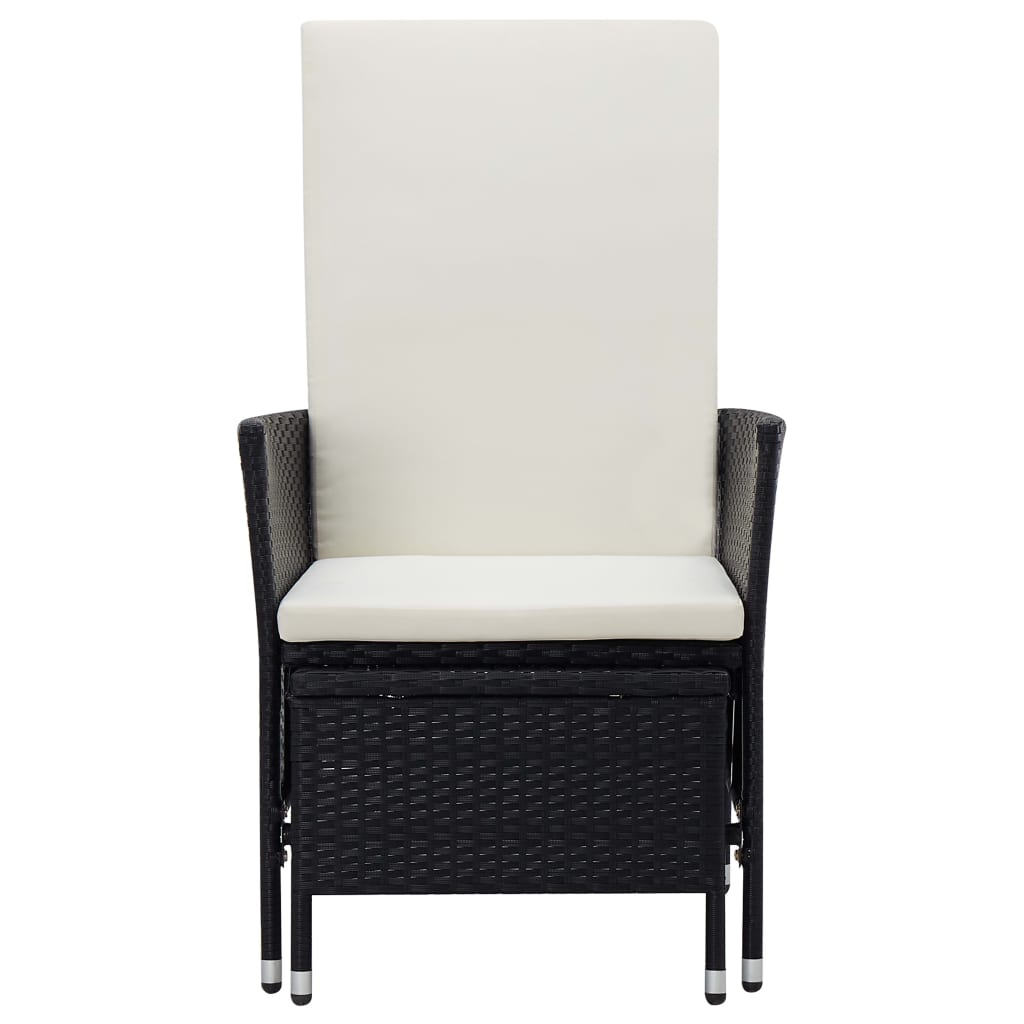 vidaXL 2-tlg. Garten-Lounge-Set mit Kissen Poly Rattan Schwarz