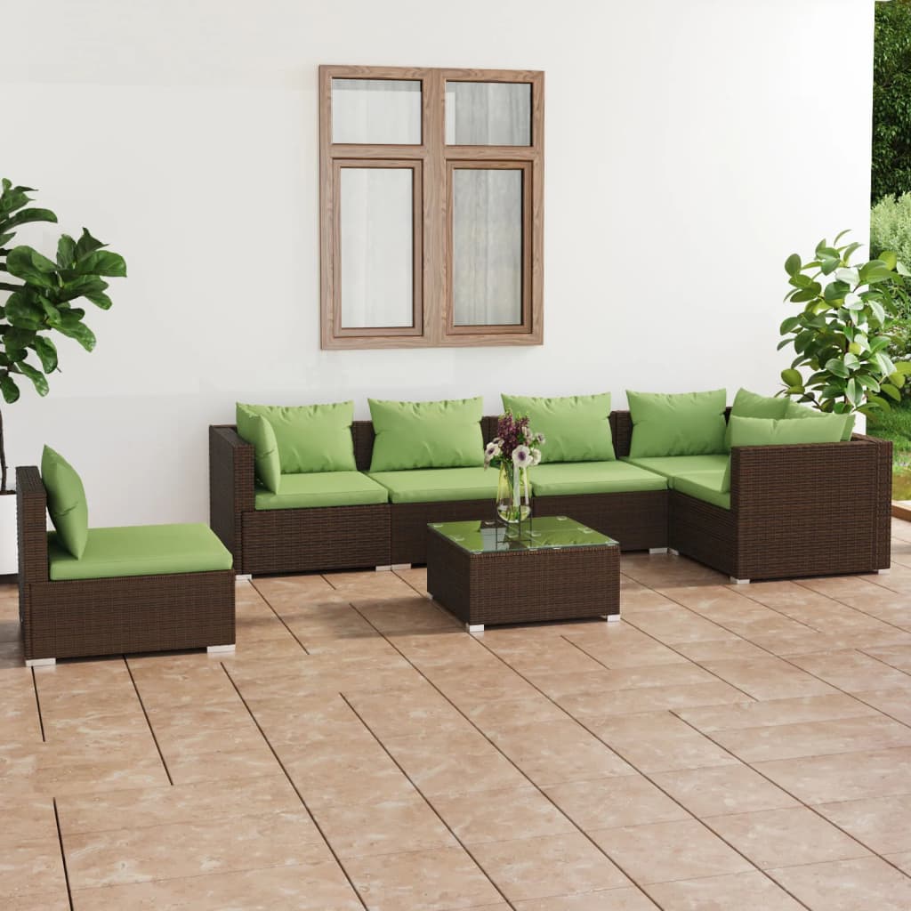 vidaXL 5-tlg. Garten-Lounge-Set mit Kissen Poly Rattan Schwarz