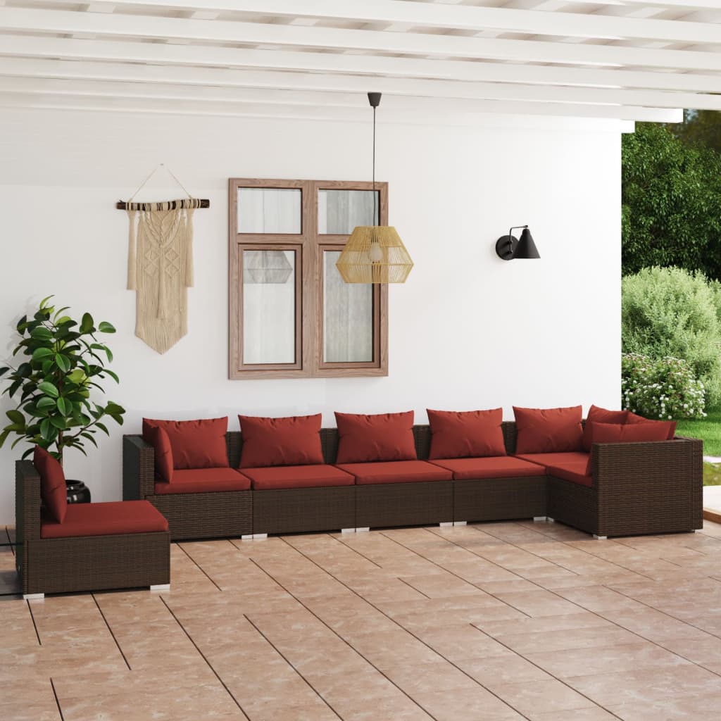 vidaXL 5-tlg. Garten-Lounge-Set mit Kissen Poly Rattan Schwarz