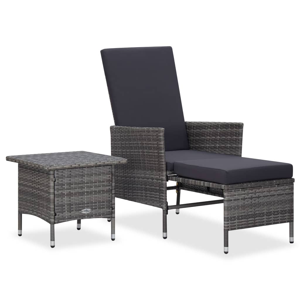 vidaXL 2-tlg. Garten-Lounge-Set mit Kissen Poly Rattan Schwarz