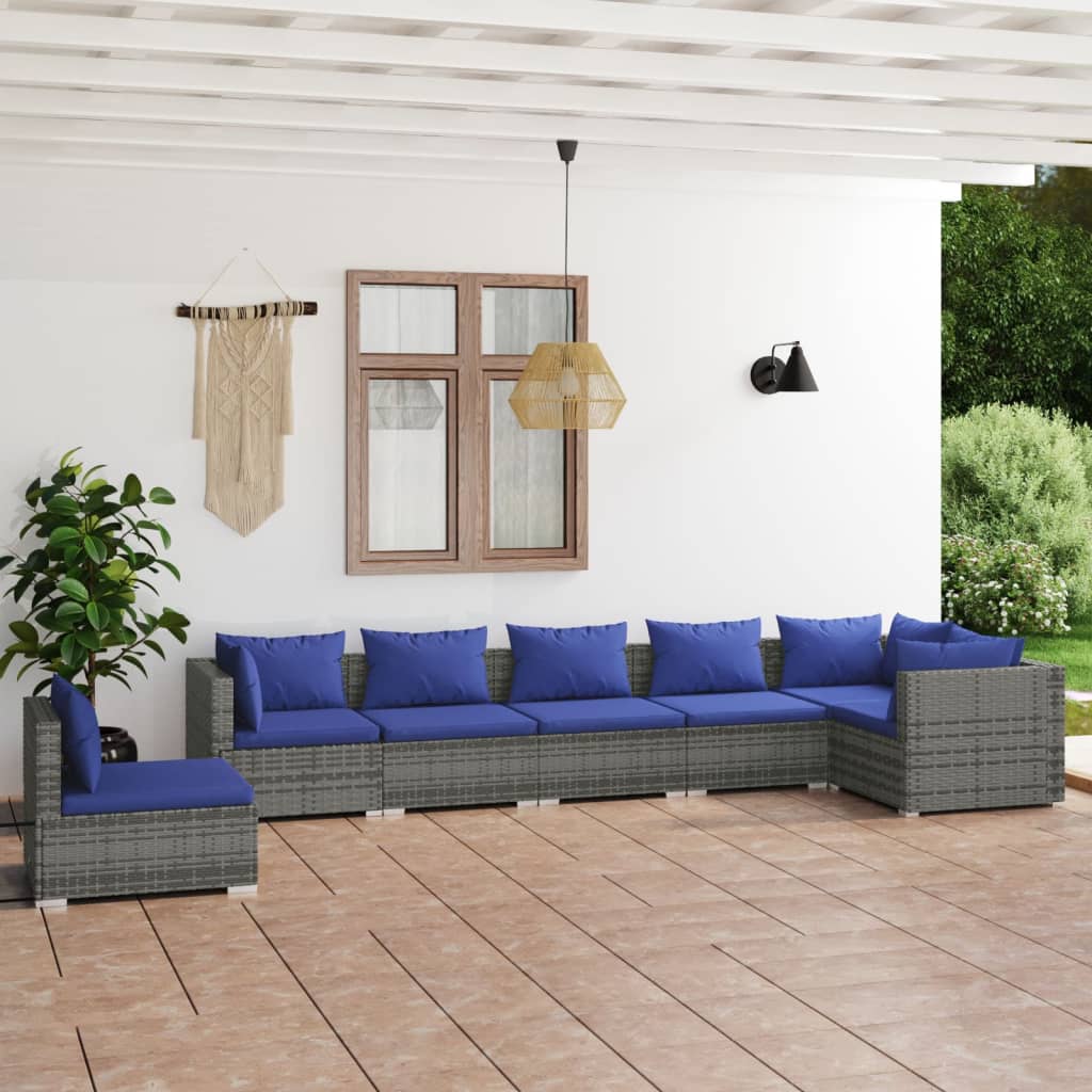 vidaXL 5-tlg. Garten-Lounge-Set mit Kissen Poly Rattan Schwarz