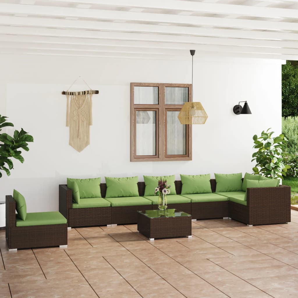vidaXL 5-tlg. Garten-Lounge-Set mit Kissen Poly Rattan Schwarz