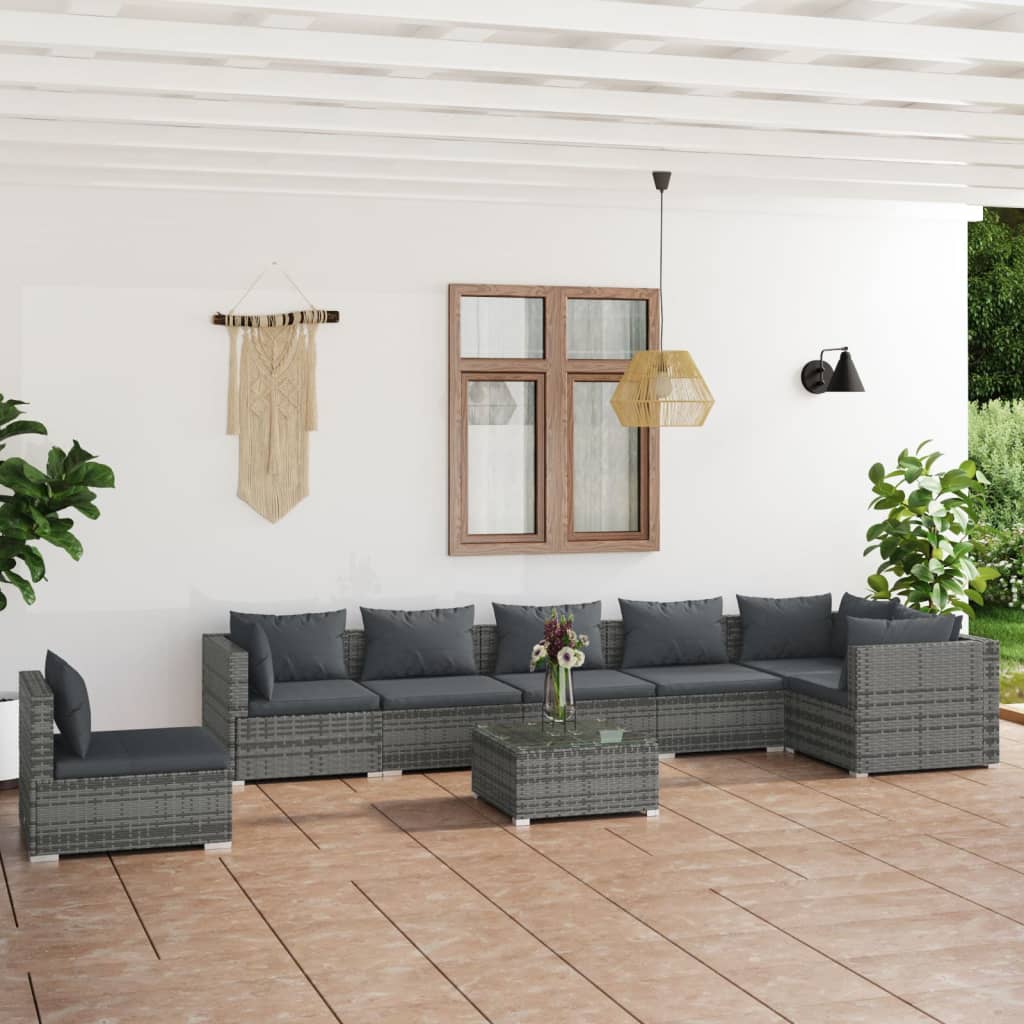 vidaXL 5-tlg. Garten-Lounge-Set mit Kissen Poly Rattan Schwarz