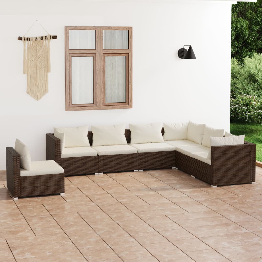 vidaXL 5-tlg. Garten-Lounge-Set mit Kissen Poly Rattan Schwarz