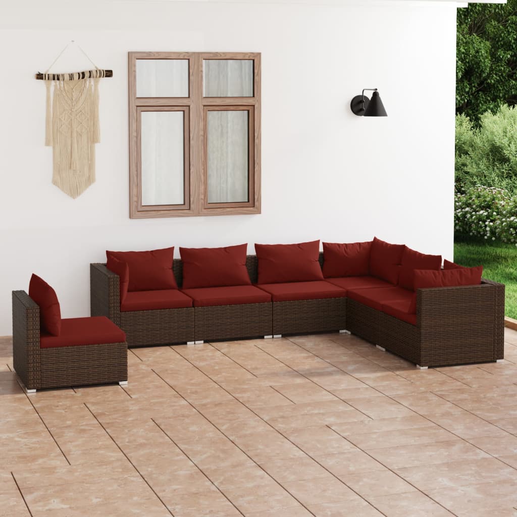 vidaXL 5-tlg. Garten-Lounge-Set mit Kissen Poly Rattan Schwarz