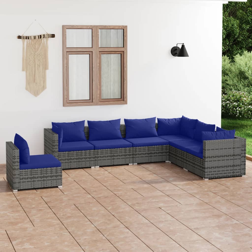 vidaXL 5-tlg. Garten-Lounge-Set mit Kissen Poly Rattan Schwarz