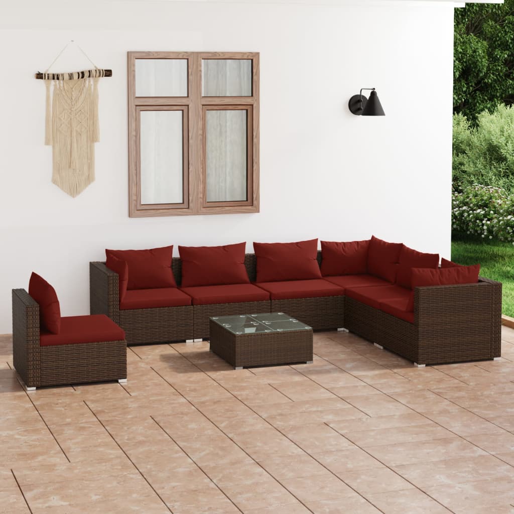 vidaXL 5-tlg. Garten-Lounge-Set mit Kissen Poly Rattan Schwarz