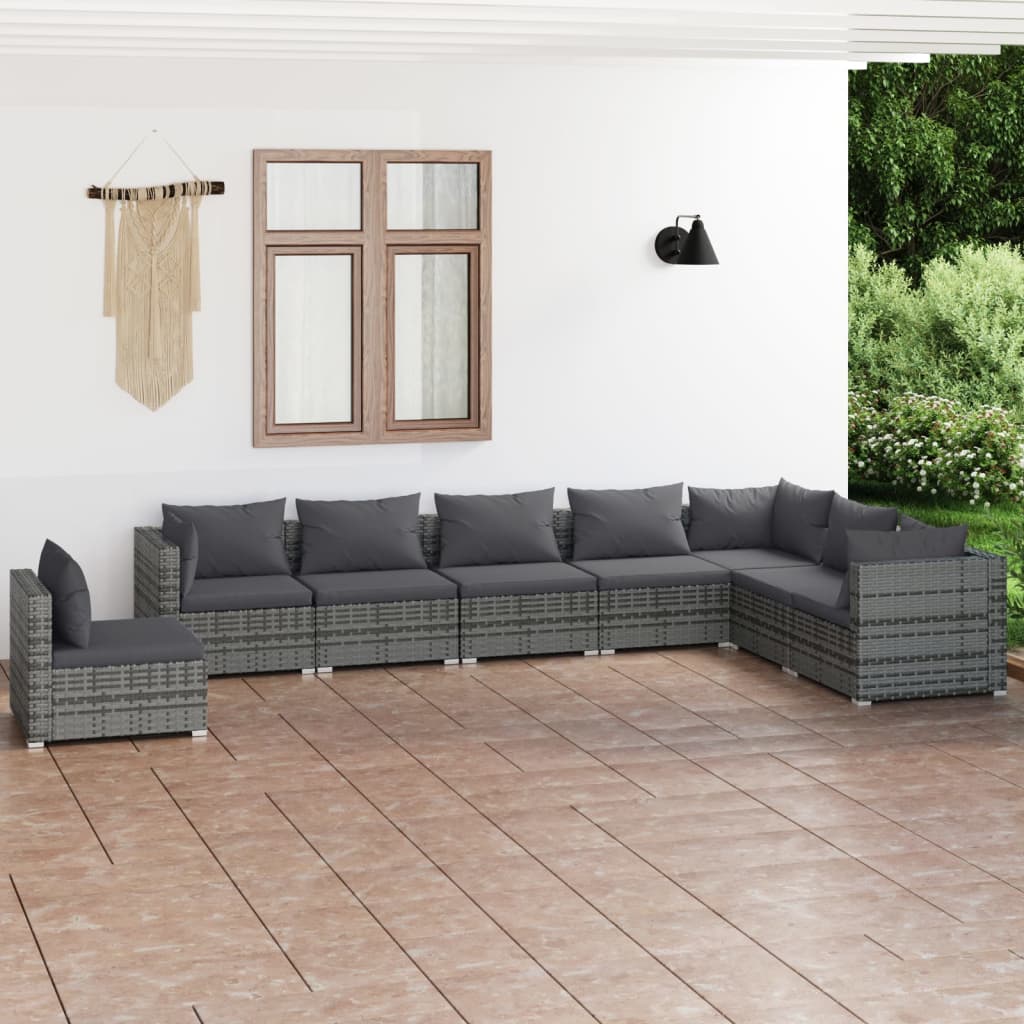 vidaXL 5-tlg. Garten-Lounge-Set mit Kissen Poly Rattan Schwarz