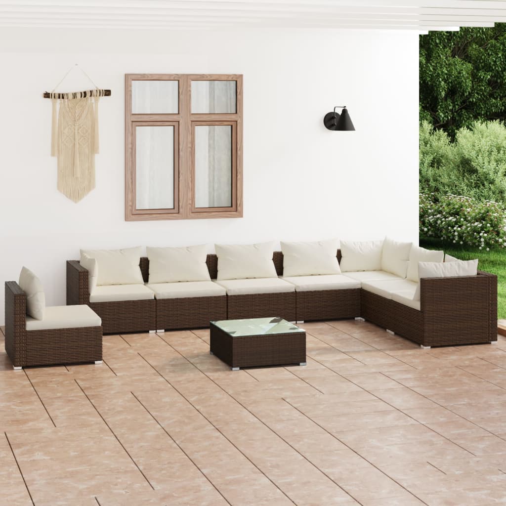 vidaXL 5-tlg. Garten-Lounge-Set mit Kissen Poly Rattan Schwarz