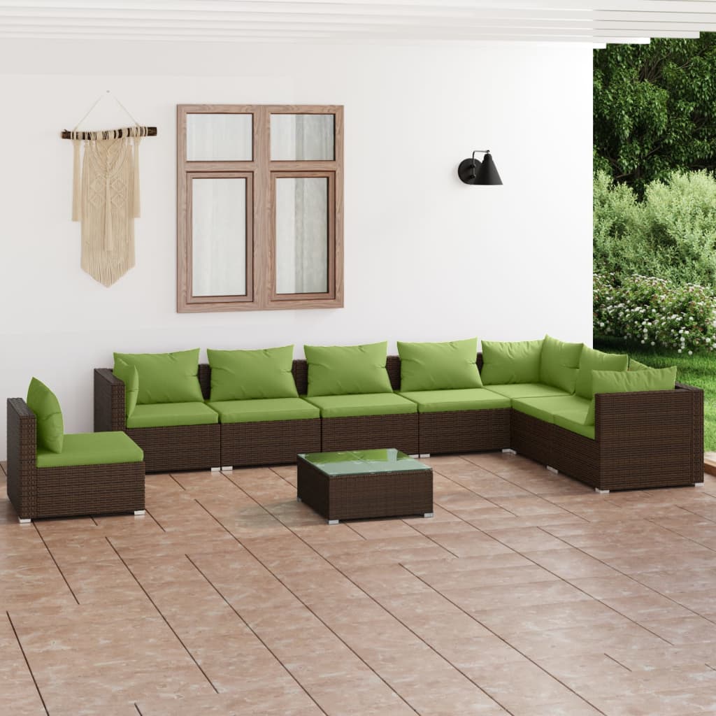 vidaXL 5-tlg. Garten-Lounge-Set mit Kissen Poly Rattan Schwarz