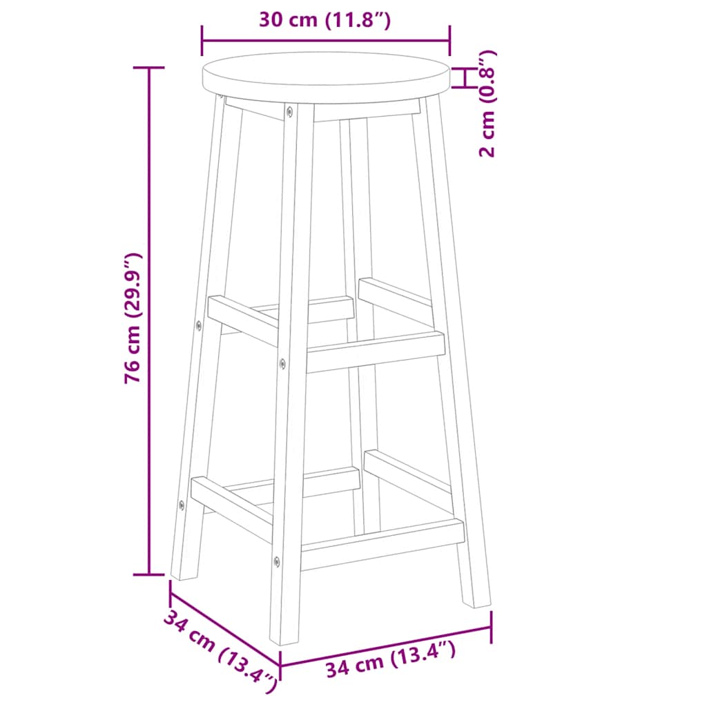 vidaXL Barhocker 4 Stk. Massivholz Akazie