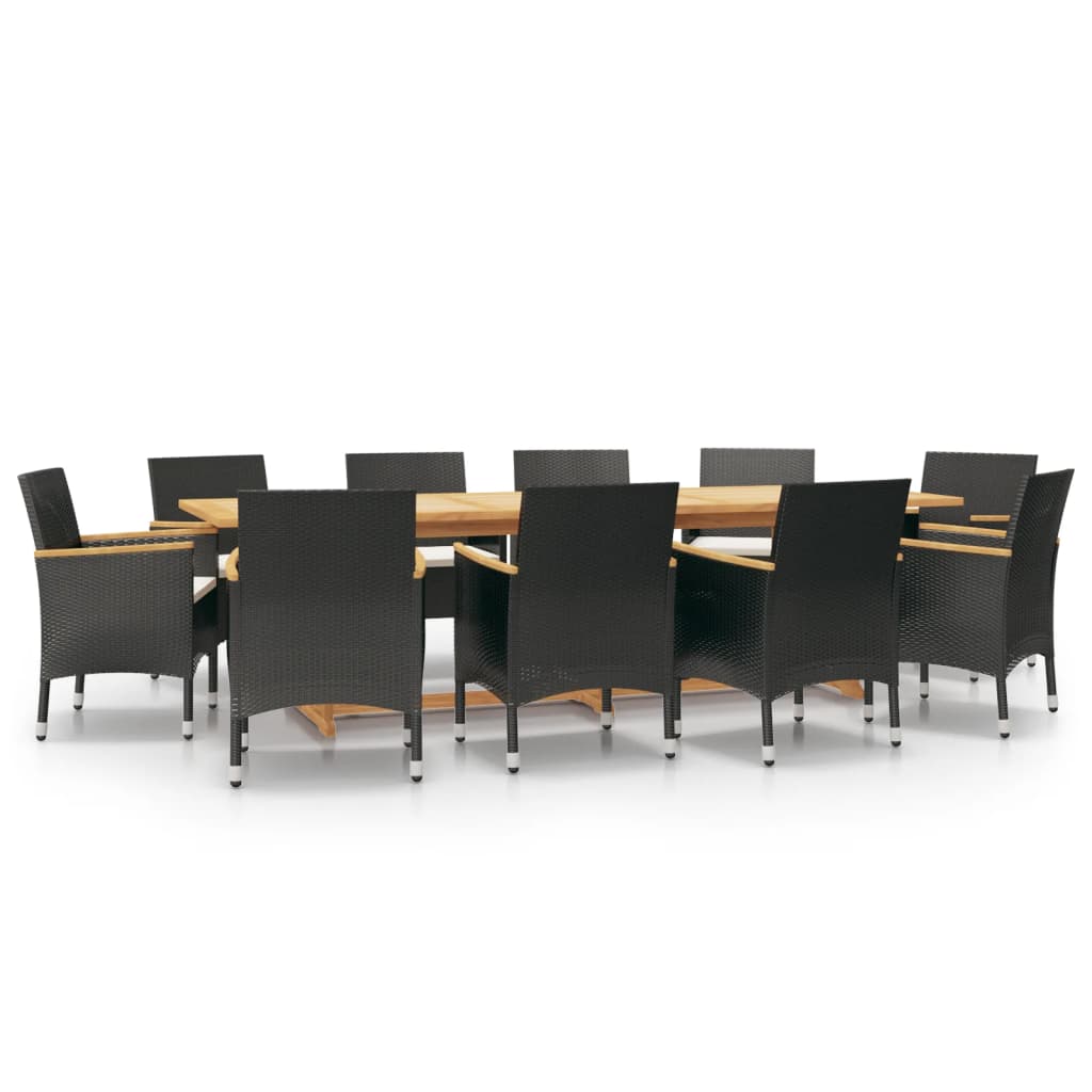 vidaXL 11-tlg. Garten-Essgruppe mit Kissen Schwarz