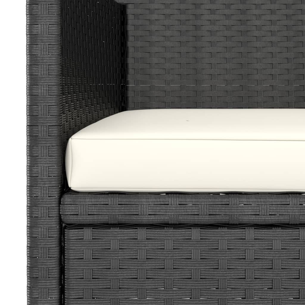 vidaXL 4-tlg. Gartenstuhl und Hocker Set Poly Rattan Schwarz