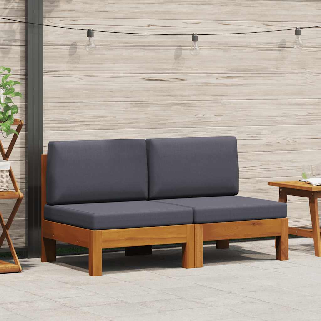 vidaXL 2-tlg. Garten-Lounge-Set mit Cremeweißen Kissen Akazienholz