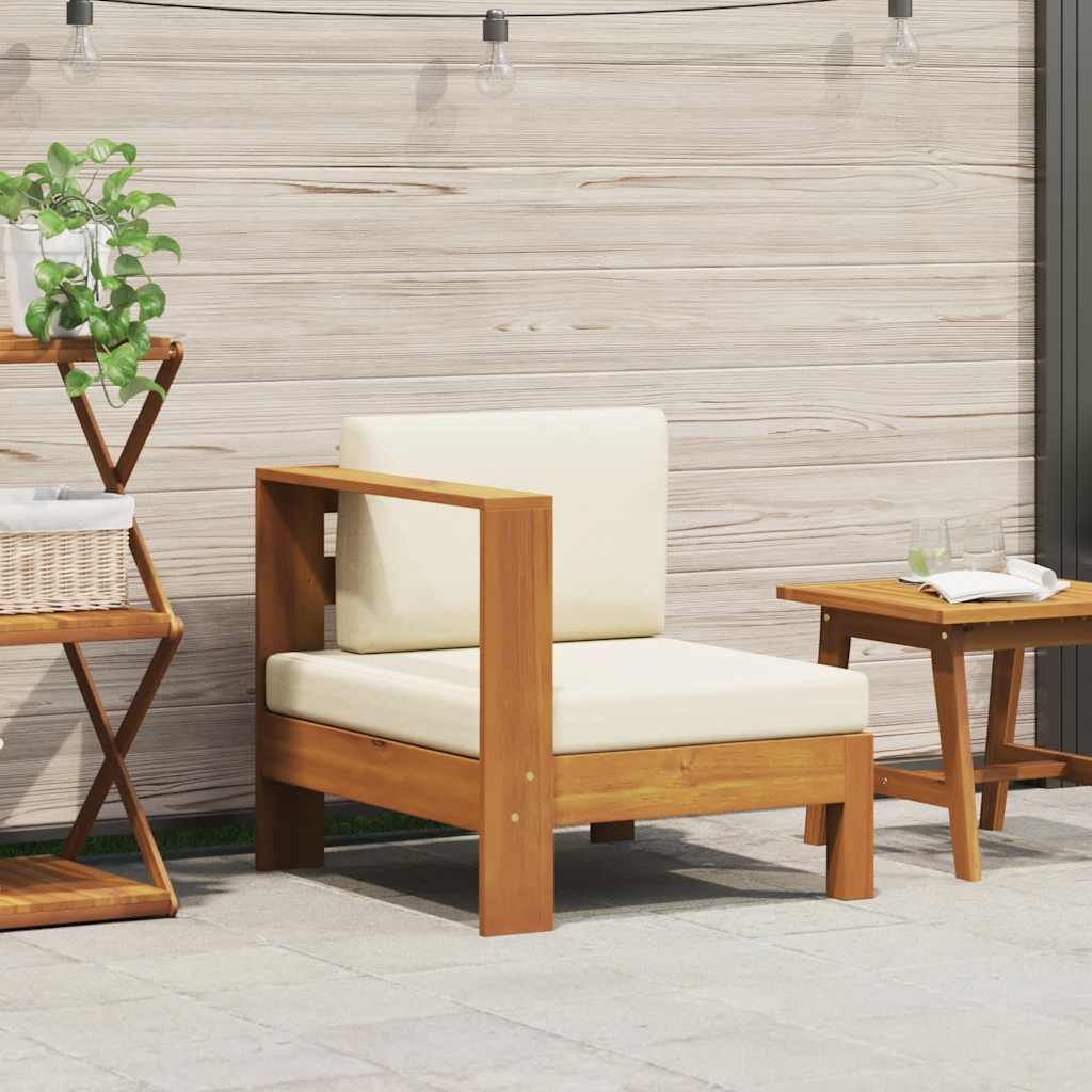 vidaXL 2-tlg. Garten-Lounge-Set mit Cremeweißen Kissen Akazienholz