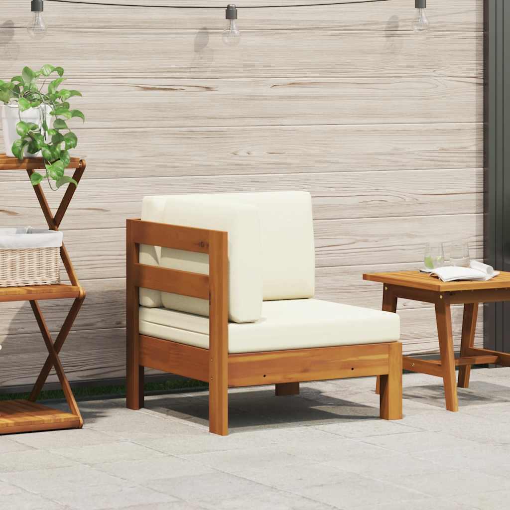 vidaXL 2-tlg. Garten-Lounge-Set mit Cremeweißen Kissen Akazienholz