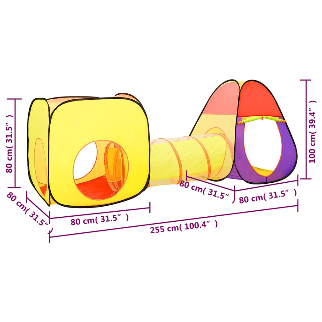 vidaXL Spielzelt mit 250 Bällen Mehrfarbig 255x80x100 cm