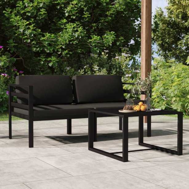 vidaXL 4-tlg. Garten-Lounge-Set mit Kissen Aluminium Anthrazit