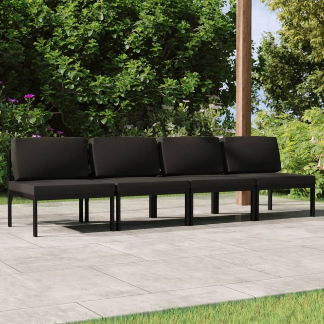 vidaXL 4-tlg. Garten-Lounge-Set mit Kissen Aluminium Anthrazit
