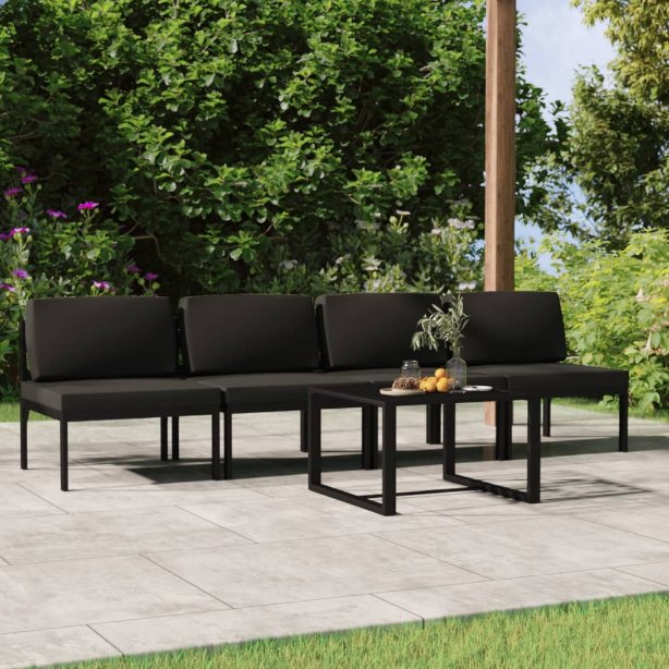 vidaXL 4-tlg. Garten-Lounge-Set mit Kissen Aluminium Anthrazit