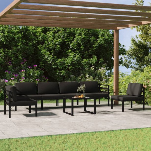 vidaXL 4-tlg. Garten-Lounge-Set mit Kissen Aluminium Anthrazit