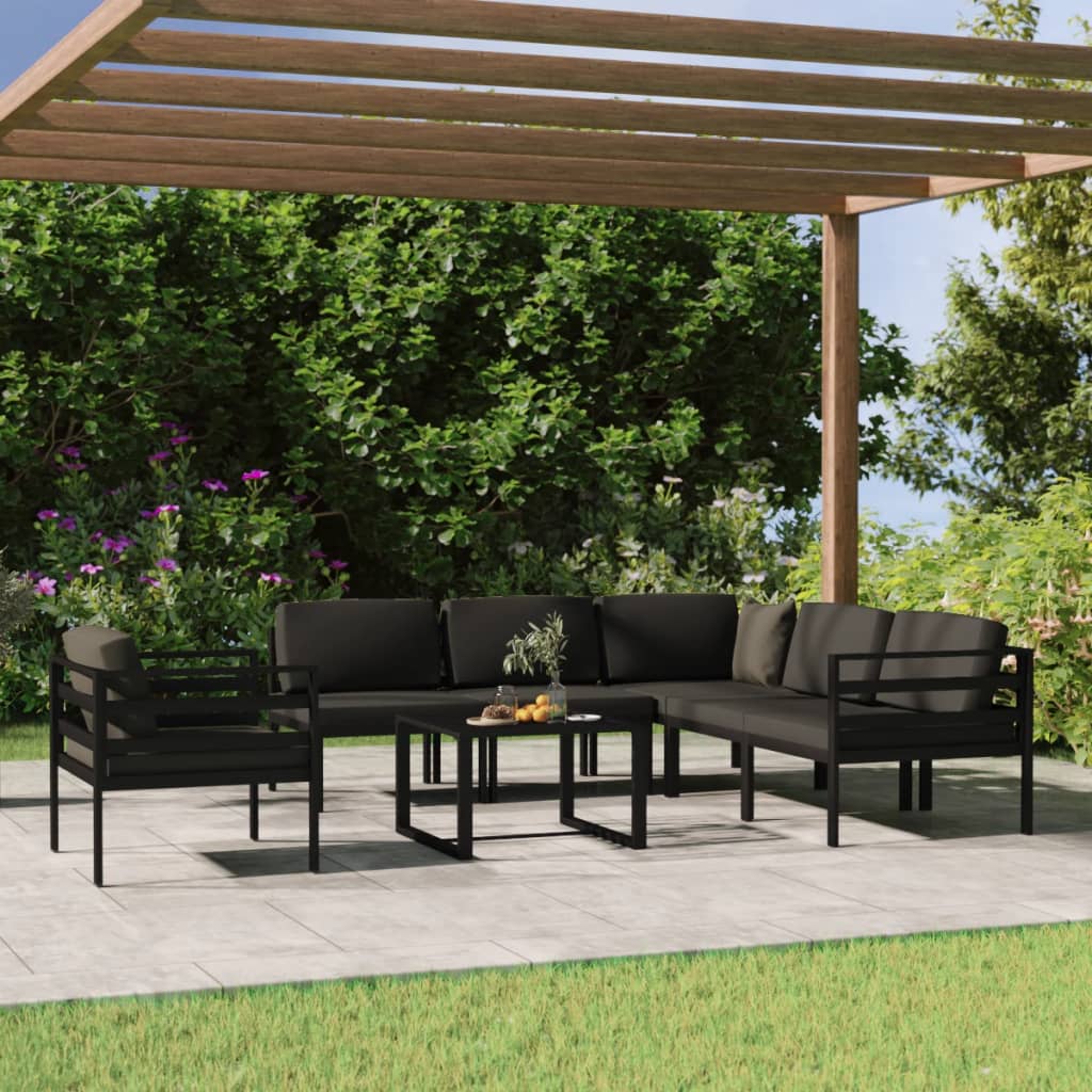 vidaXL 7-tlg. Garten-Lounge-Set mit Kissen Aluminium Anthrazit