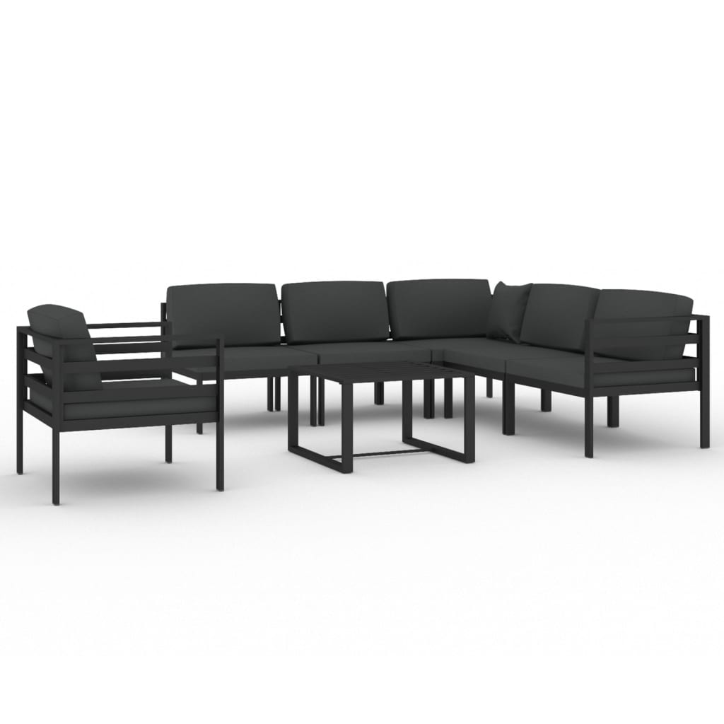 vidaXL 7-tlg. Garten-Lounge-Set mit Kissen Aluminium Anthrazit