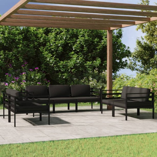 vidaXL 4-tlg. Garten-Lounge-Set mit Kissen Aluminium Anthrazit