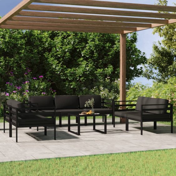vidaXL 4-tlg. Garten-Lounge-Set mit Kissen Aluminium Anthrazit